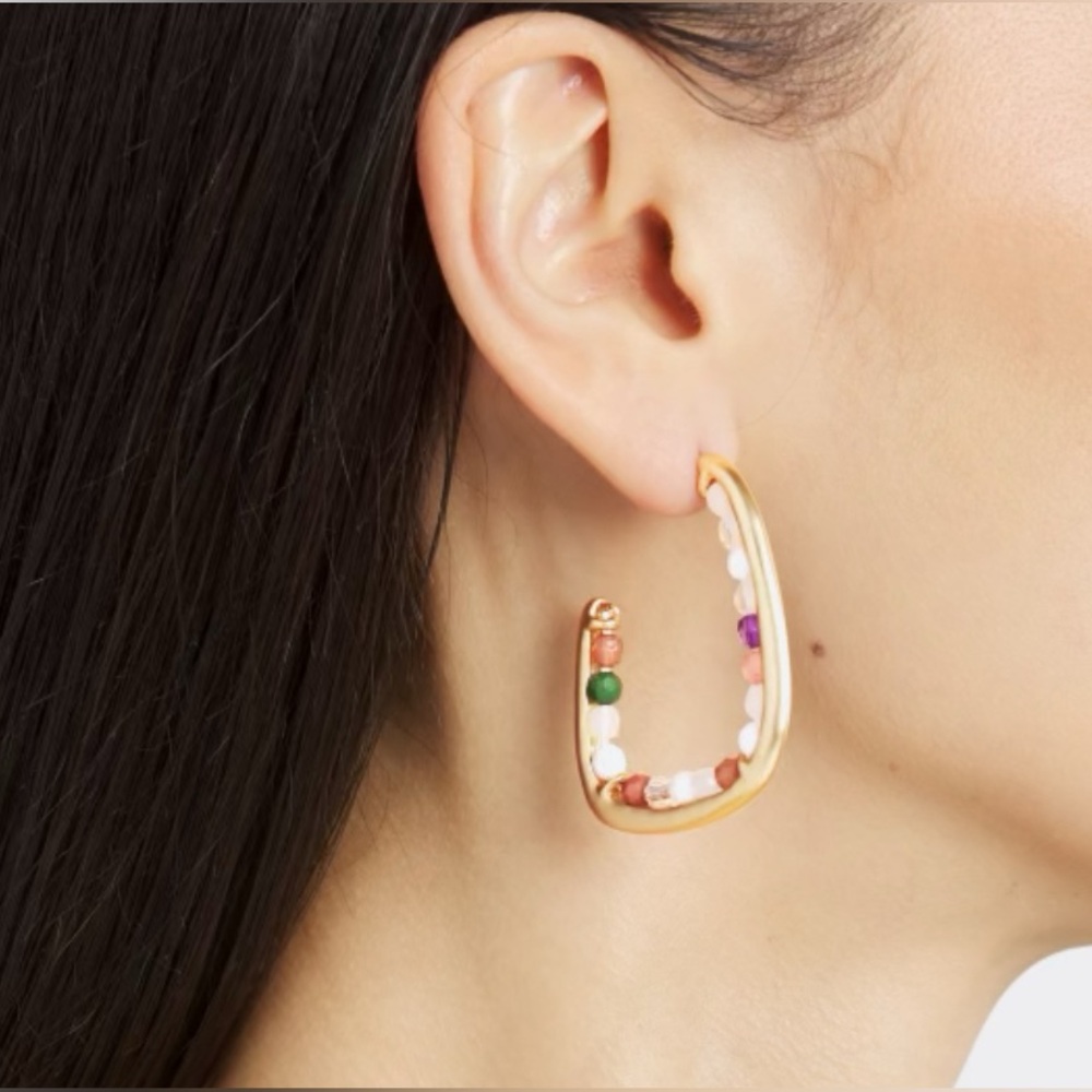 Kay Inner Beaded Organic Hoop Earrings